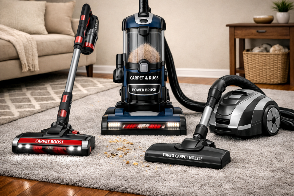 Vacuum cleaners for carpets and rugs
