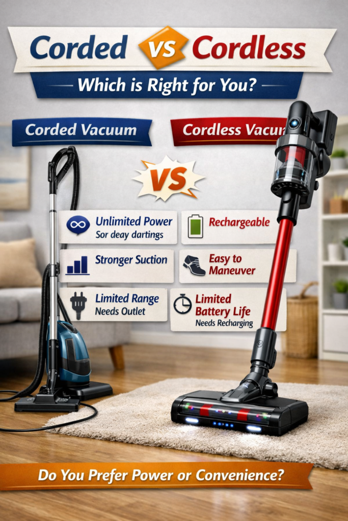 Corded vs Cordless Vacuum Cleaners