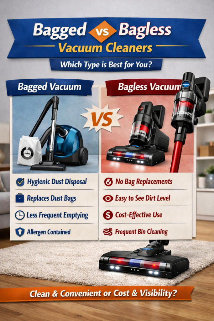 Compare Bagged vs Bagless Vacuum Cleaners